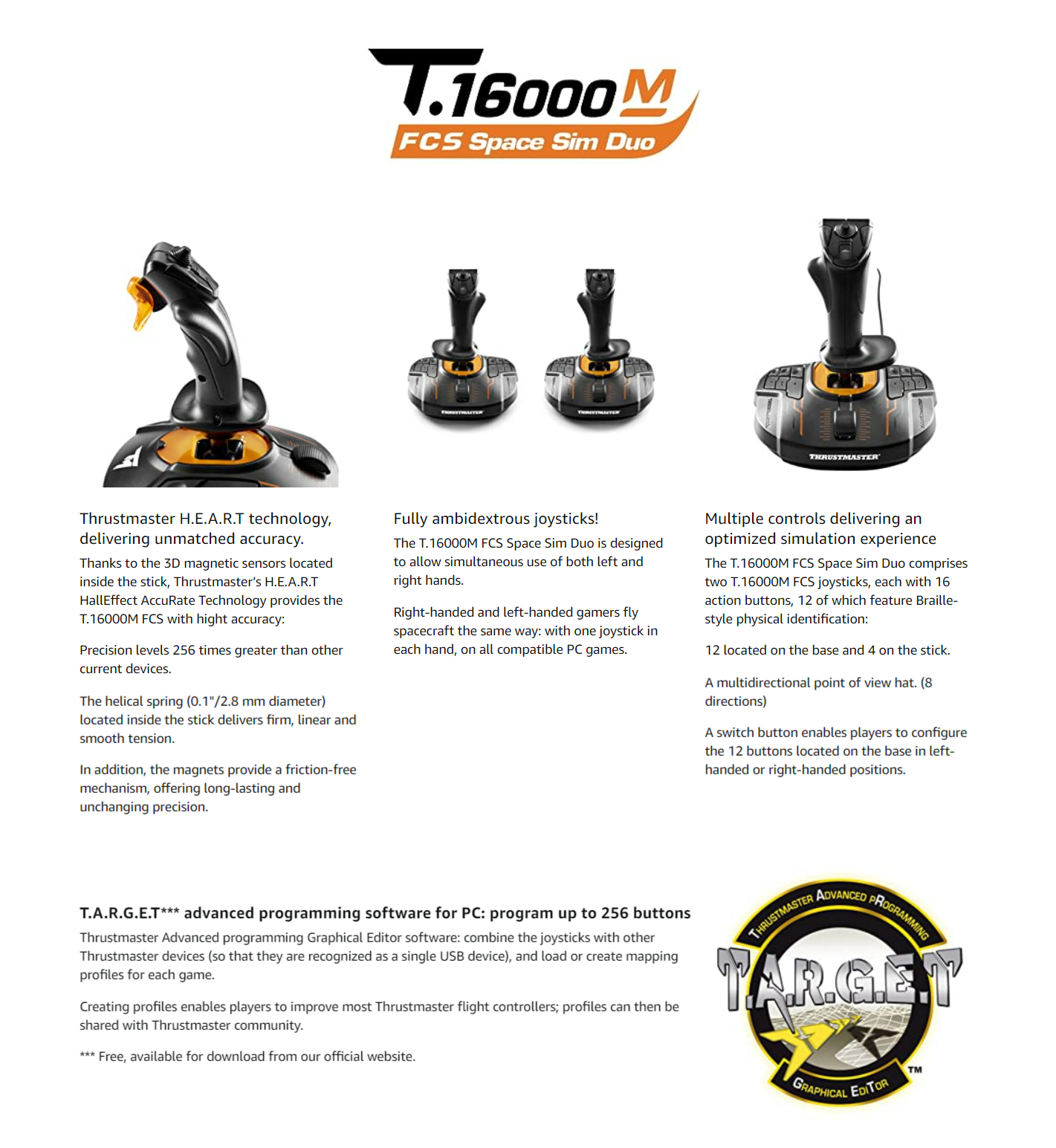 A large marketing image providing additional information about the product Thrustmaster T.16000M FCS Space Sim Duo - Joystick Pack for PC - Additional alt info not provided